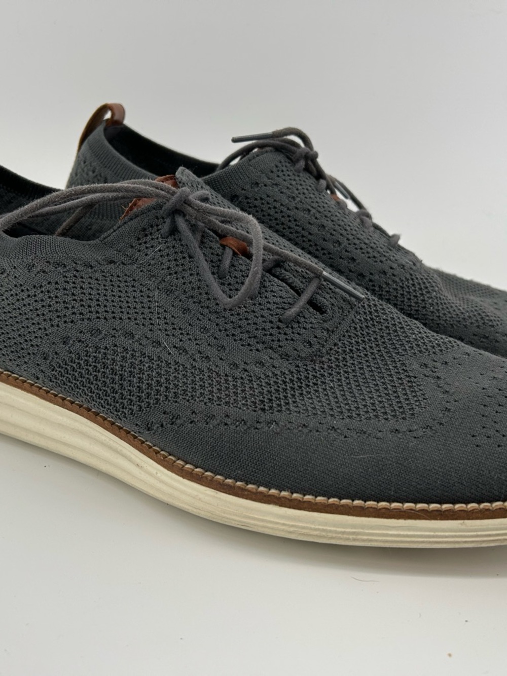 Cole Haan Men's Charcoal Knit Wingtip Oxfords